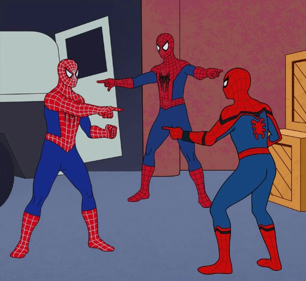 Spider-Men pointing